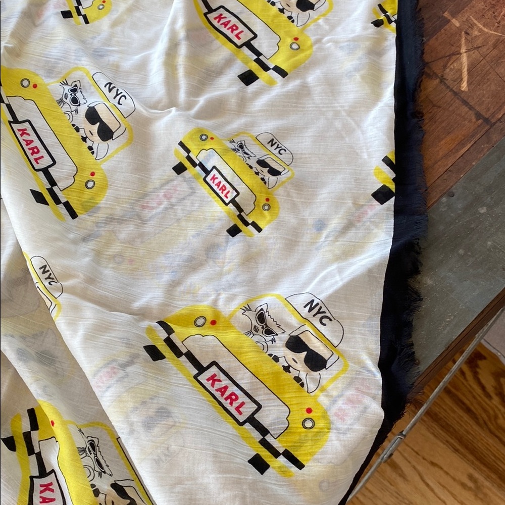 Karl Lagerfeld Yellow and White Taxi Print Scarf